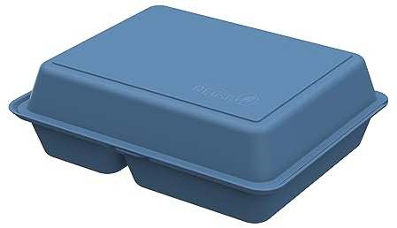 elastoREuse Menübox take away Verpackung - Essensbehälter to go groß Lunchbox inkl Trennfächer nachhaltige Mehrweg Dose 1,2l spülmaschinengeeignet (behagliches blau)