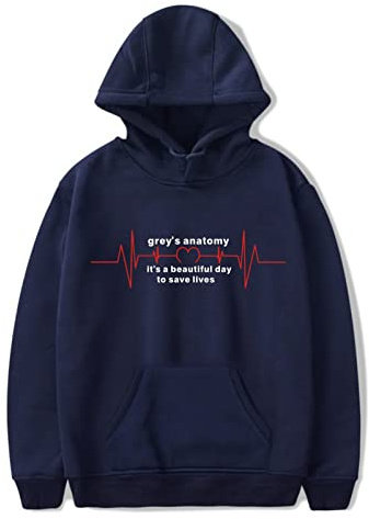 OUHZNUX Hoodie Greys Anatomy Kapuzenpullover Mit Rundhalsausschnitt 2D ECG Gedruckt Pullover Mit Kapuze Mode Männer Und Frauen Winterpullover