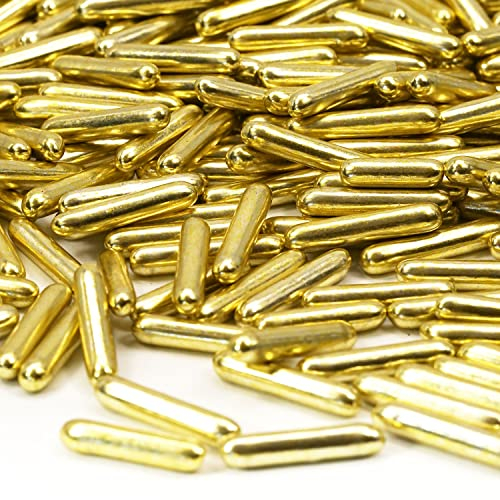 Streusel Glück Zaubersticks Macaroni gold metallic 90g - goldene Zuckerstreusel Rods Zuckerdekor Sprinkles Tortendeko Deko für Cupcakes Muffins Torte Kuchen Geburtstag Hochzeit Weihnachten Party
