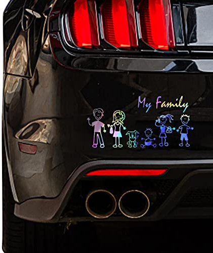 Sue Supply Familienaufkleber für Autos - Strichmännchen Familie Aufkleber | Strichmännchen-Familien-Auto-Aufkleber, Aufkleber für, Papa, Kinder, Hund, Alles in der Strichmännchen-Familie