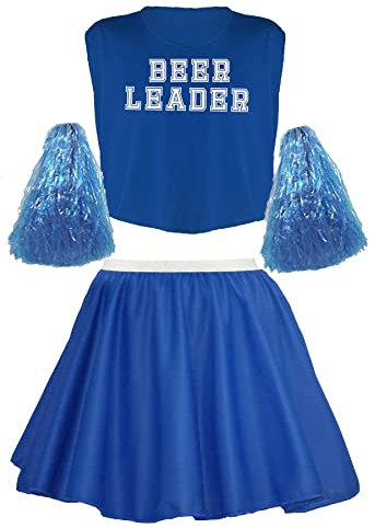 The Dragons Den Lustiges Cheerleader-Kostüm für Herren, Bierführer, Junggesellenabschied, Blau, Größe L - XL