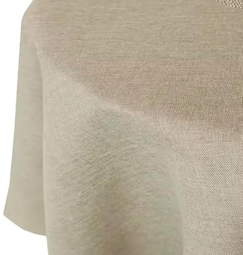 Tischdecke, Sand/Beige, Rund, 180cm | Gartentischdecke, Outdoor-Decke, Lotus-Effekt, Leinen-Optik, Schmutzabweisend