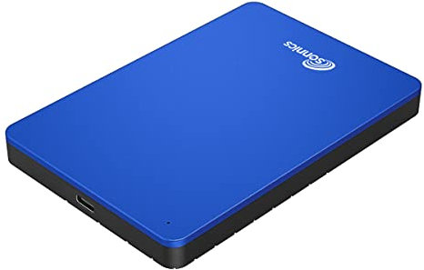 Sonnics 500GB Type C USB 3.1 Externes Portable Durs Disques pour Fenêtres PC, Mac, Smart TV, Xbox One/Série X & PS4 /PS5, Bleu