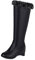 Invernali Stivali Tacco Eleganti Donna Cerniera Laterale in Peluche in Pelle Tinta Unita Moda Donna all'Interno Stivali Lunghi in Cotone con Tacco a Zeppa