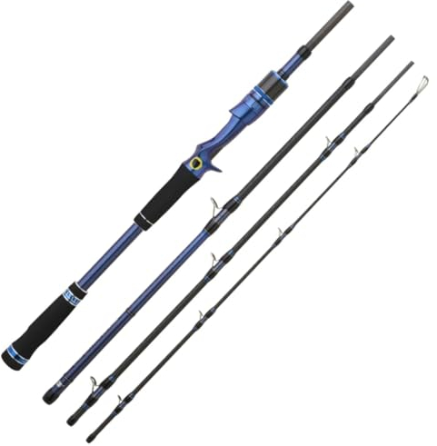Hearty Rise Slash Monster BC 1,98m 10-60g - Baitcaster Reiserute zum Spinnfischen, Hechtrute, Spinnrute für Peacocks