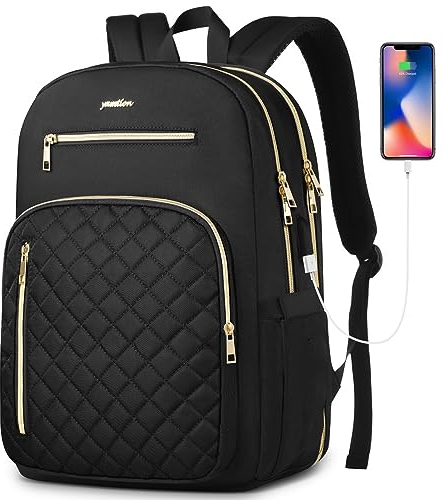YAMTION Damen Rucksack,Schultasche Frauen Schulrucksack Mädchen Teenager 17.3 Zoll Laptop Rucksack für Arbeit Büro Studium Schule Uni Stadt