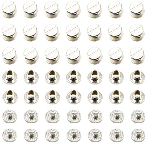 CEEYSEE 100 Pezzi (50 set) Viti Per Rilegatura M5x5mm Viti Chicago Vite a Testa Piatta Rivetti Vite Viti Rilegatura Kit Per Decorazione in Pelle, Album e Fai Da Te (M5 x 5mm)
