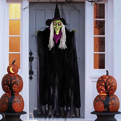 150 cm große Halloween-Dekoration zum Aufhängen, animierte Hexe, Dekoration