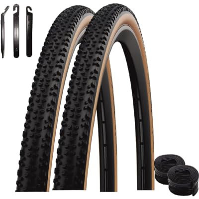 2X Faltreifen Schwalbe TLE X-One Allround Performance Race Guard Bronze 33-622 (28 x 1.30) + 2 x Schwalbe Schläuche DV17 inkl Reifenheber