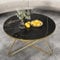 HOLTICO Table d'appoint ronde, noire et dorée, pour salon, jardin, balcon, chambre à coucher, table basse ronde, moderne, pour plantes, extérieur, avec motif marbre