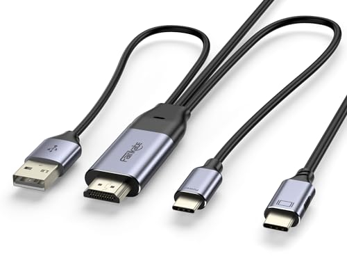 HDMI to USB C Cable 8.2FT 4K60Hz, HDMI Source and Power Supply to USB C Display Converter, for Xbox PS5 Steam Deck Dock to Apple Studio Display, Nreal, Xreal, Xreal Beam, Rayneo, Touchable Monitor