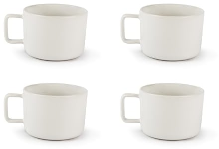Excelsa Nordic Set 4 Tazze Jumbo Bianche, Ceramica Stoneware, Capacità 400 Ml.