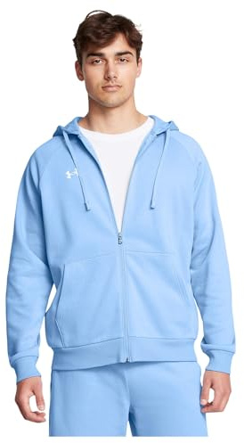 Under Armour Men's Rival Fleece Full Zip Hoodie, (465) Horizon Blue / / White, L Tall