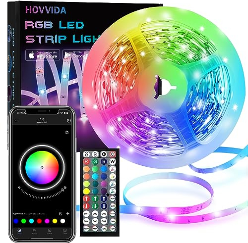 HOVVIDA Striscia LED 5M, 30 LED/Metro, APP e Telecomando, 150 LED, 24V RGB LED, Modalità Musica, Modalità Temporizzazione, LED per Camera, Soggiorno, Cucina, Camera da Letto, Bar, Festa