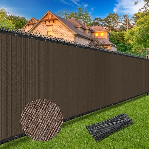 Winpull Sichtschutzzaun, strapazierfähig, 170 g/m², Netzabdeckung, vernickelte Kupferösen, 95% Blockierung, Sichtschutzzaun für Außenwand, Garten, Hof, Hinterhof, Pool, 1,2 m x 1,5 m, Braun