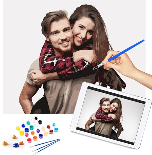 Eigenes Bild Personalisiert Foto Malen nach Zahlen für Erwachsene und Kinder, Malen-nach-Zahlen-Set Geschenke Kits für Mama, auf Leinwand mit Pinseln, 40 x 50 cm Ohne Rahme