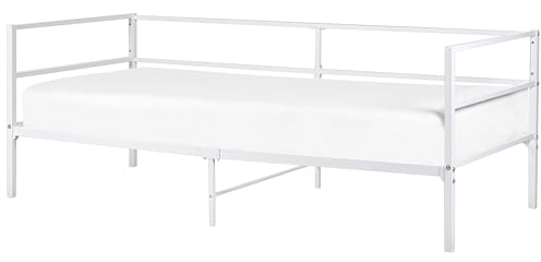 Beliani Tagesbett Metall weiß 90x200 cm Metallbett Einzelbett Industrie-Design Battut