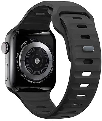 Kompatibel mit Apple Watch Armband 38mm 40mm 41mm 42mm für damen männ, Silikon Fitness Ersatzarmband Armbänder für iWatch Armband iWatch Series 10 9 8 7 6 5 4 3 2 1 SE, Schwarz