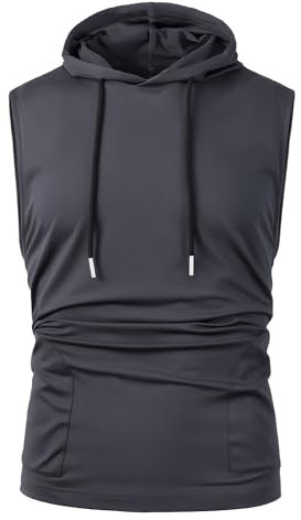 Harbrosrce Herren Tank Top Ärmelloser Hoodie Muskelshirt Sommer Workout Sport Tanktops Pullove Männer Fitness Unterhemden Kapuzenpullover Achselshirt Laufshirt Trägershirts mit Taschen