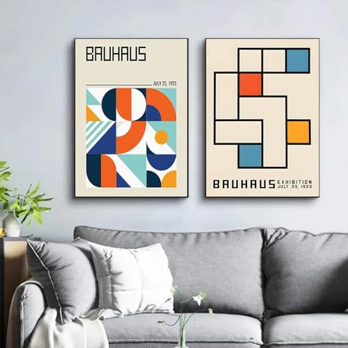 RDRDtbtr Bauhaus Moderne geometrische Wand Bilder abstraktes skandinavisches Poster Kunstdruck minimalistischer Stil Leinwandgemälde Bild Wohnzimmer Heimdekoration 40 x 60 cm x 2 ungerahmt