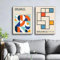 RDRDtbtr Bauhaus Moderne geometrische Wand Bilder abstraktes skandinavisches Poster Kunstdruck minimalistischer Stil Leinwandgemälde Bild Wohnzimmer Heimdekoration 40 x 60 cm x 2 ungerahmt