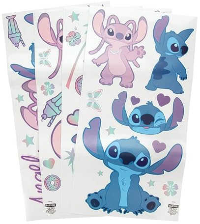 Stitch Offiziell lizenzierte Disney Lilo Wandsticker für Kinderzimmer, Wiederverwendbare Cartoon-Wanddekoration für Jungen und Mädchen, rosa und lila Dekor und Geschenkaccessoires | Paladone