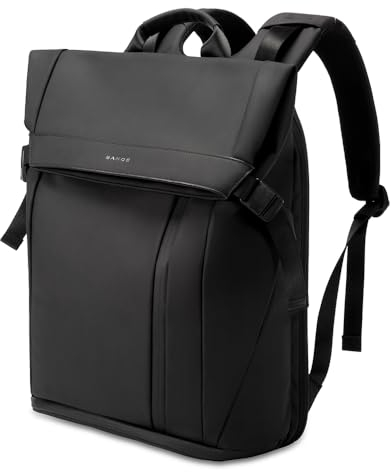 BG FUTURE AESTHETICS Rucksack, große Reise Roll Top Rucksack mit Schuhfach wasserdicht Anti-Diebstahl Tasche Wandern Camping College Arbeit, schwarz, L