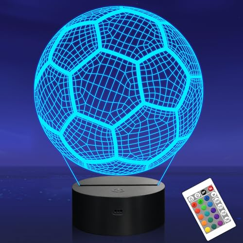 OkiyiD Handball Geschenke für kinder Jungs, Handball 3D Lampe LED Nachtlicht für Kinderzimmer Dekor, 16 Farben wechselnde Nachtlampe für Handballspieler Fans Weihnachtsgeschenke