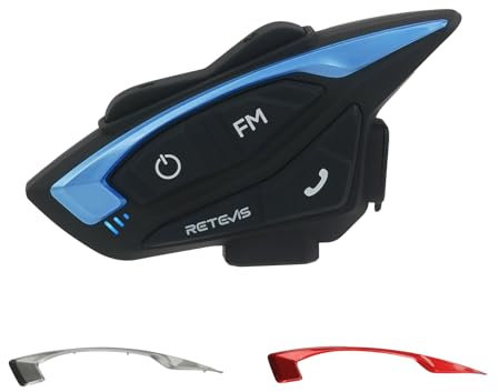Retevis EZTalk 3A Motorcycle Helmet Headset, 5.1 Wireless Helmet with Clear Sound, 3s Reconnect, 28h Intercoms, 1000m Long Range Talkie, FM, IP65, Motorcycle Intercom for Cycling, Commuting (1 Pcs)