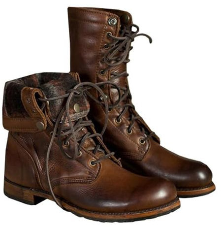 Uomo Stivali Da Equitazione Steampunk Retro PU Pelle Cavaliere Stivali Corti Moda Lace up Locomotiva Stivaletto Scarpe per Usura Quotidiana (Brown,48)