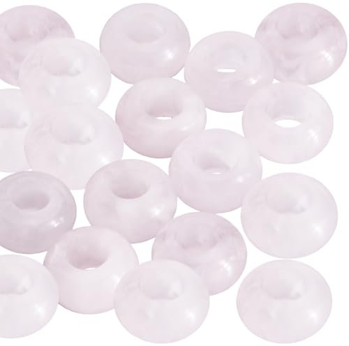 SOFPLATE 1 Box 20Pcs Large Hole Gemstone Beads Natural Stone Rondelle Bead Bulk Rose Quartz Round Macrame European Crystal Loose Beads for jewellery Making Bracelets Necklaces Beading Braided Hair Cra