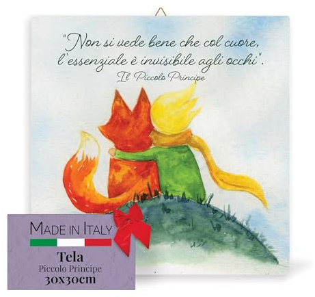 Fratelli Bonella – Leinwand 30 x 30 cm mit kleinem Prinz, der den Fuchs umarmt – Wandbild für Kinder für Geburtstage und Feiertage – Made in Italy