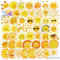 Hebterrka 50 Stück Niedliche Sonnenaufkleber für Kinder und Teenager, Cartoon Sonne Wasserdichte Vinyl Sticker für Wasserflaschen, Laptops, Scrapbooks, Koffer, Handy