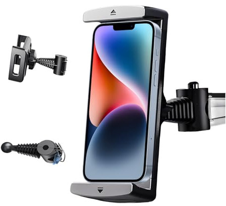 Tomalithic Coche Tablet Asiento Trasero, Soporte iPad Coche con Brazo de Extensión Plegable, 360° Rotación, Adecuado para teléfonos móviles y tabletas de 7 a 15 Pulgadas - Negro