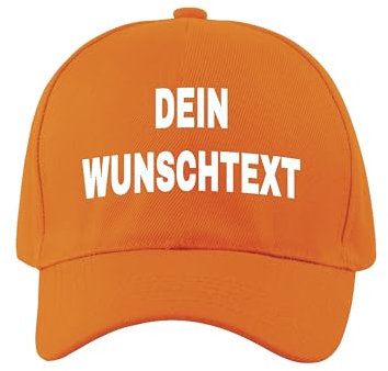 Unisex Erwachsenen Cap Bedrucken Lassen - Mit Wunschtext personalisiert - Individuell als Geschenk für Herren und Damen selbst gestalten - Orange