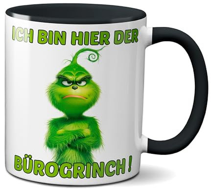TassenKing Bürogrinch Tasse Grinch - Kaffeetasse mit Spruch, Weihnachtstasse lustig - Weihnachts-Deko Anti-Weihnachten (schwarz)