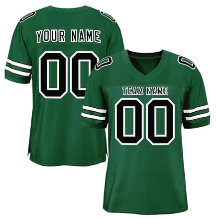 Benutzerdefiniertes Football Jersey Individuelle Fußballtrikots für Kinder und Erwachsene Personalisiert American Football Trikot mit Team Namen Nummer & Logo Sports Uniform T-Shirt Größe S~7XL