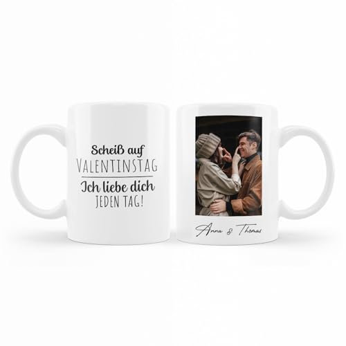 Love Faith - Valentinstag Paar-Tasse - Personalisierbare Tasse mit Foto & Namen - 325ml - Hochwertige Keramik