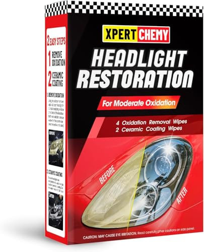 XPERTCHEMY Kit restaurador de Faros Delanteros, Kit de restauración de Faros Delanteros de Proceso rápido de 2 Pasos para Eliminar el amarillamiento moderado, la opacidad y la oxidación. Proporciona