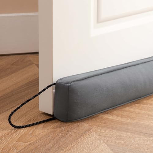 HBselect Zugluftstopper für Türen 96cm, Quader Türdichtung Unten, Zugluftstopper Windstopper Schutz vor Luftzug und Lärm Geeignet für Türen und Fenster Grau