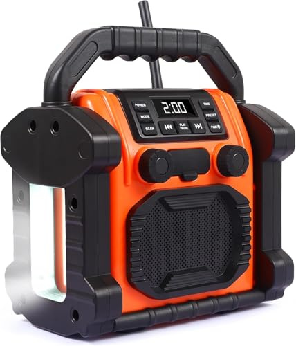 Outdoor Speaker Bluetooth Wireless,8000mAH Battery, IPX 66 Waterproof ，Cell Phone Charging, Portable Jobsite Speaker with LED Lights, Portable Jobsite Speakers for Outdoor/Work/Garage