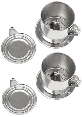 Nlinlin 2Pcs Vietnamese Coffee Filter Stainless Steel Coffee Pot Drip Infuse Cup Brewing Teapot No Need Paper Drip Coffee Pot Machine Filter Attractive processing
