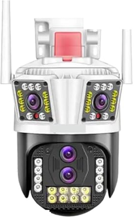 GUYSGNX Security Cameras, 8K 16MP Four Lens PTZ Camera Three Screen AI Human Tracking Outdoor CCTV Surveillance IP for Outdoor Use(8K NO SD Card)