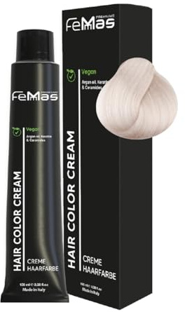 FemMas Haarfarbe Spezial Blond Perlblond 12.08 I Creme Haarfarbe mit Arganöl, Keratin & Ceramiden I Als dauerhafte Haarfärbung oder Tönung für strahlende, haltbare Farbergebnisse I 100 ml