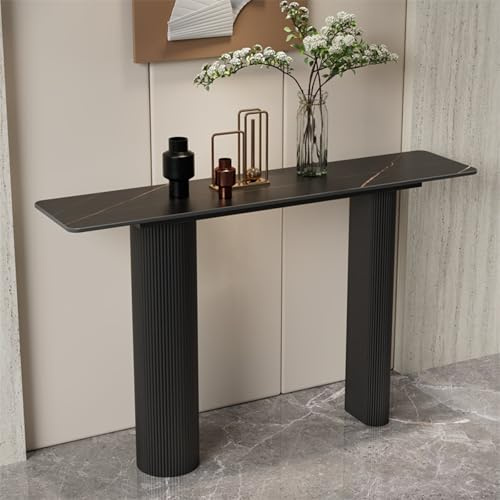 HDZNDH Moderna Consolle Ingresso, Tavolino Stretto Da Divano Con Piano In Pietra Sinterizzata, Mobile Con Struttura In Ferro Battuto, For Ingresso, Soggiorno E Aree Residenziali