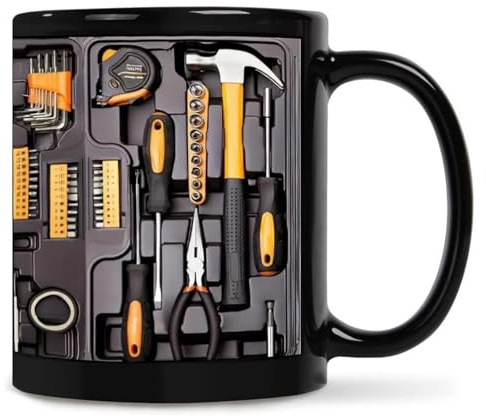 TASBER Mechanic Coffee Mug, 3D Mechanic Toolbox Coffee Mug, Ceramic Mechanic Toolbox Coffee Cup, Tool Box Tea Mug, Gift for Dad, Husband, Car Lovers & Handymen (1pc)