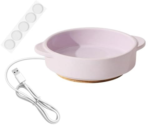 FashionCha Heated Pet Bowl with Thermostat And Non-slip Pads for Indoor And Outdoor Use, Purple, 4.5cm Height
