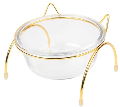 GATHINESS Gamelle Surélevée Inclinée Rangement Nourriture et Eau Facile à Nettoyer en Verre Support Métallique Bol Design Créatif pour Chat et Chien pour Animaux