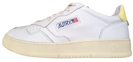 AUTRY AULW LL09 Unisex-Sneakers aus Leder, Weiß, Zitronengelb, Weiß Zitronengelb, 38 EU