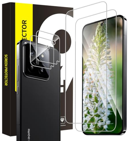 Cable Leader 2+2 Stück Schutzfolie für Panzerglas für Xiaomi 14 5G, | Displayfolie+Kamera Schutzglas, 2,5D Kante, 9H Härte, Blasenfrei, Anti-Öl-, 0,33mm HD Klar Xiaomi 14 Displayschutzfolie